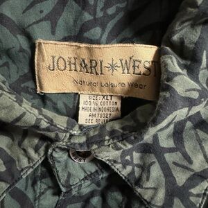 Johari West mens short sleeve button down shirt size XLT, 100%‎ cotton.